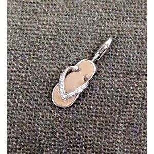 Thomas Sabo club silver 925 cz Peach Pink enamel flip flop bracelet charm
